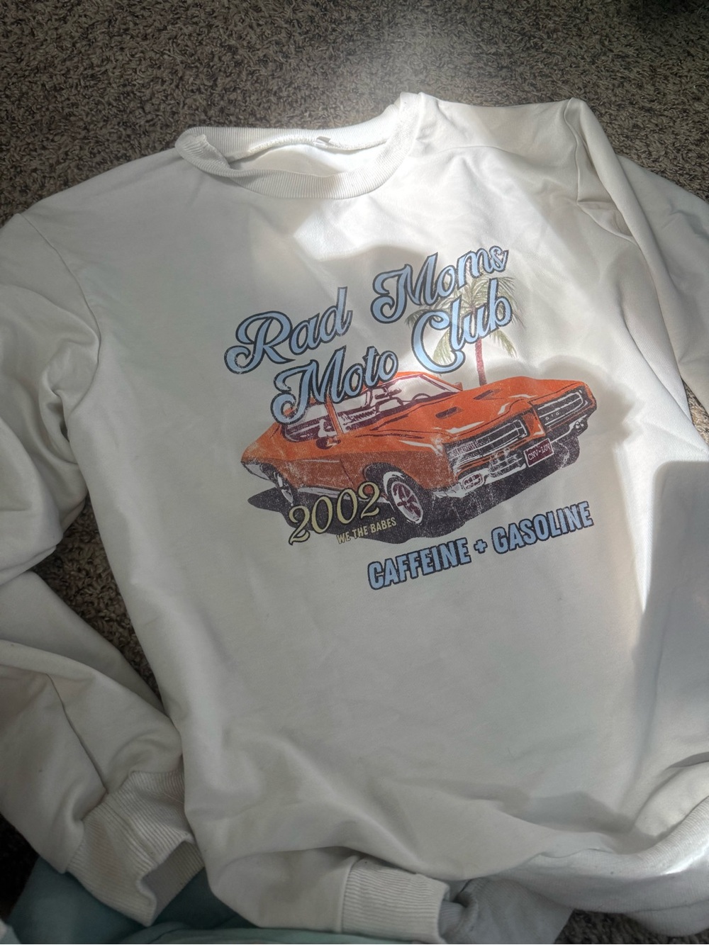 White 'Rad Moms Moto Club' Graphic Sweatshirt - Casual Crewneck